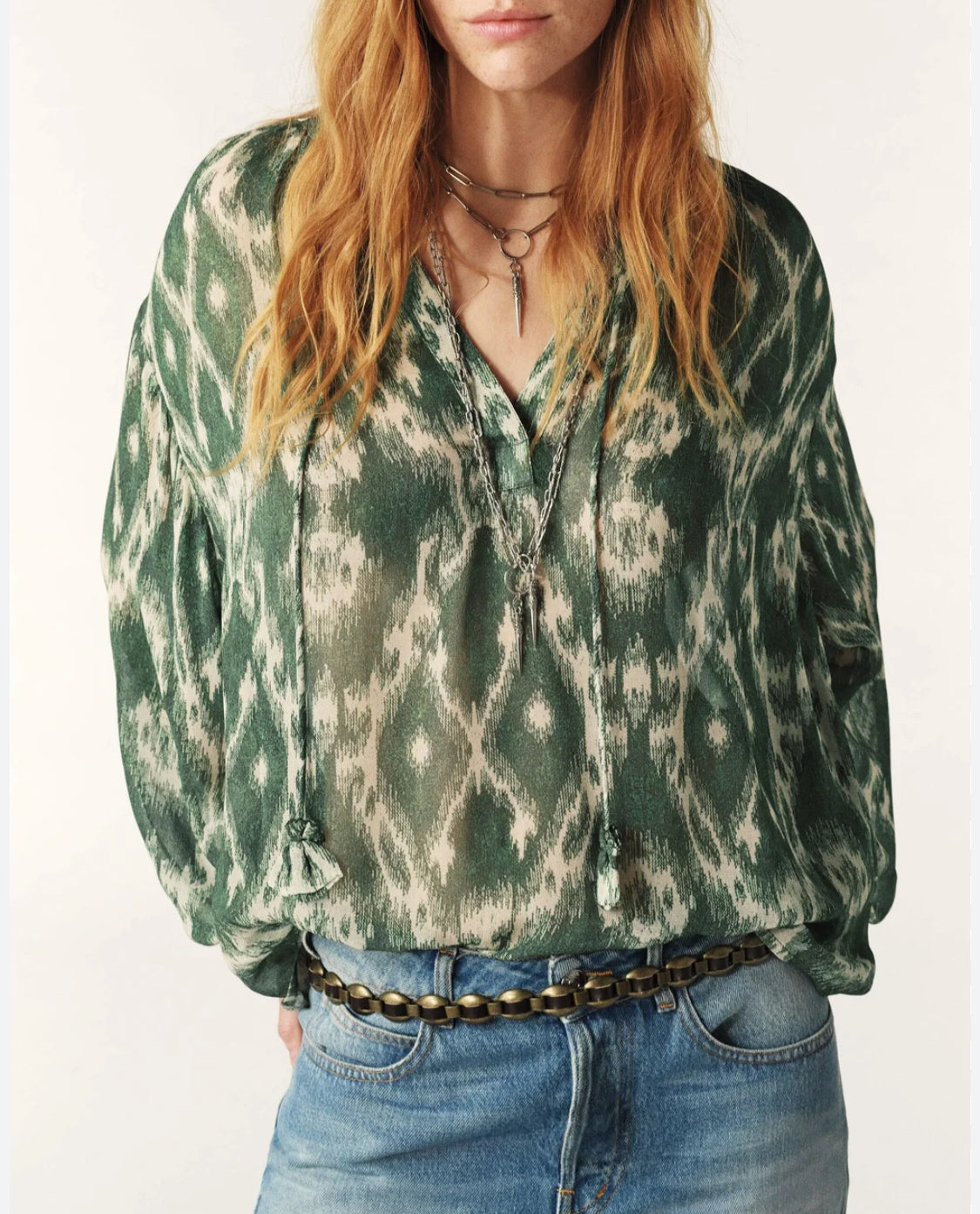 Green print blouse - BA&SH - SIZE 2