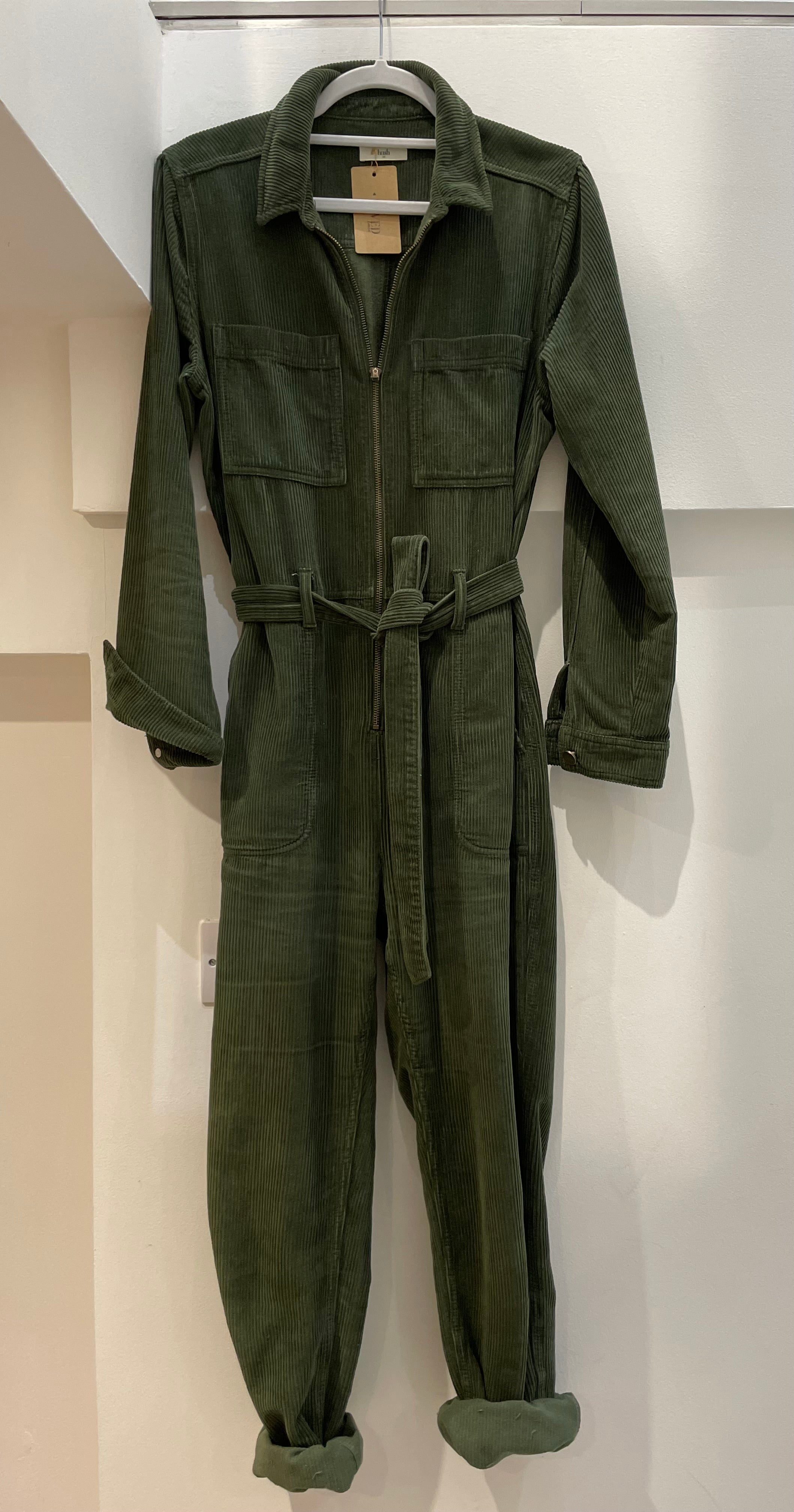 Khaki corduroy jumpsuit - HUSH - UK10