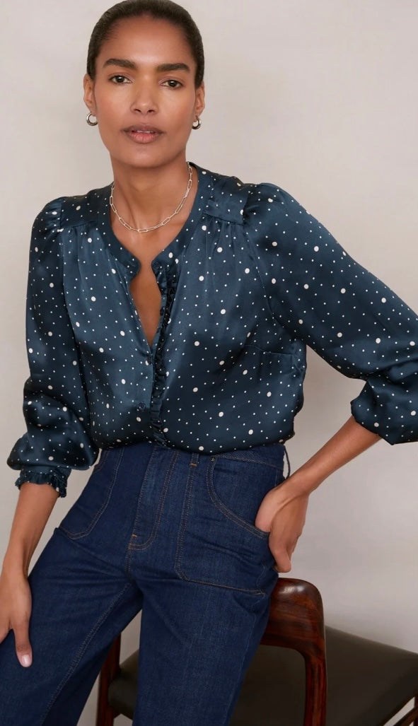 Navy dots shirt - WYSE LONDON - S