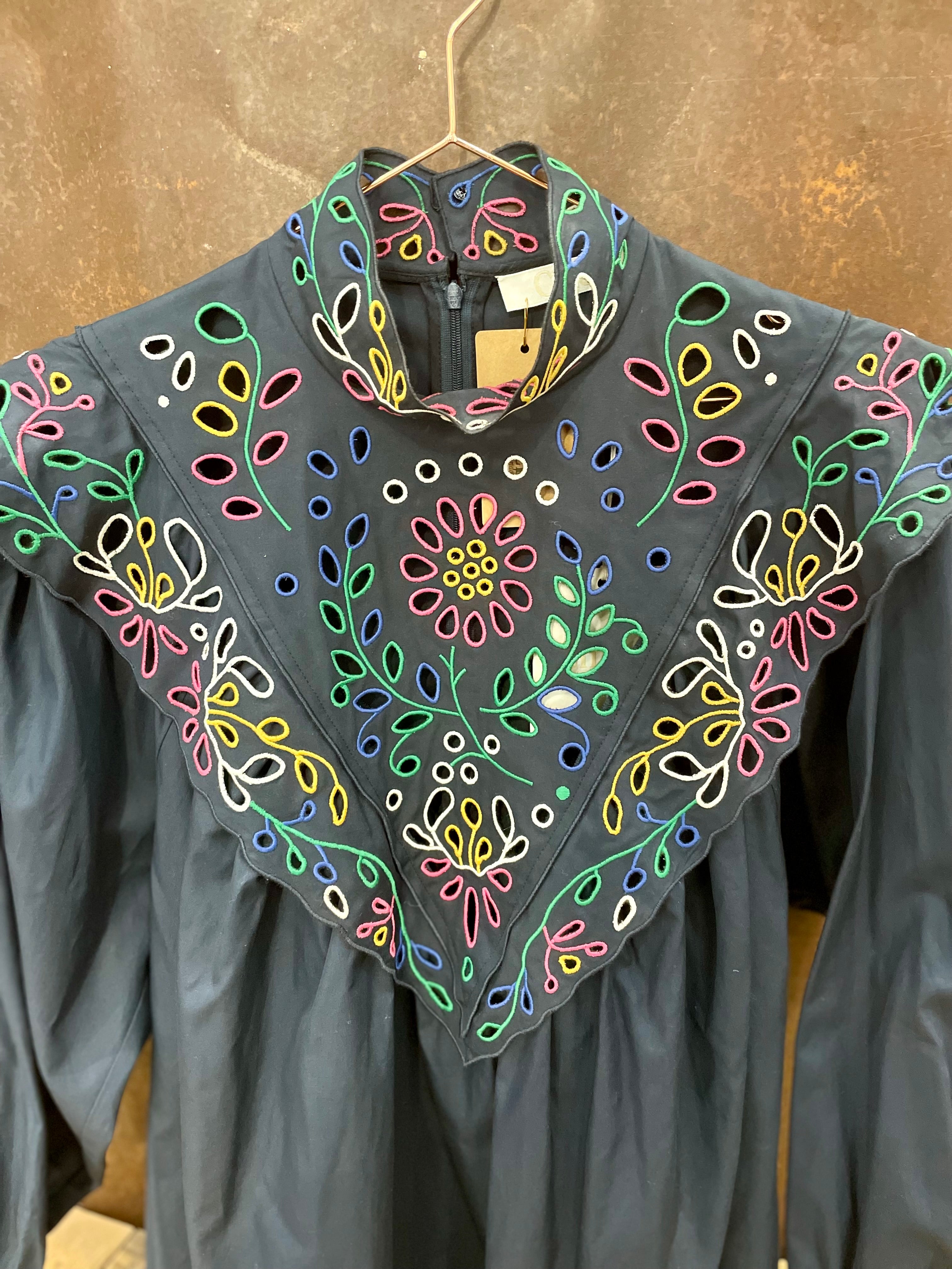 Navy & color blouse - CHLOE - XS
