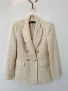 Beige tweed blazer - ZARA - M