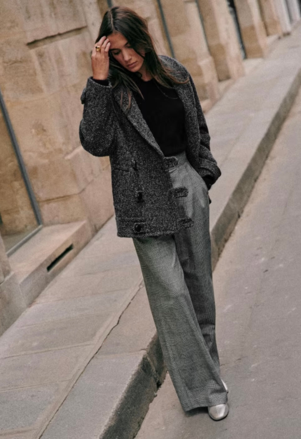 Grey tweed mini coat - SEZANE - XS