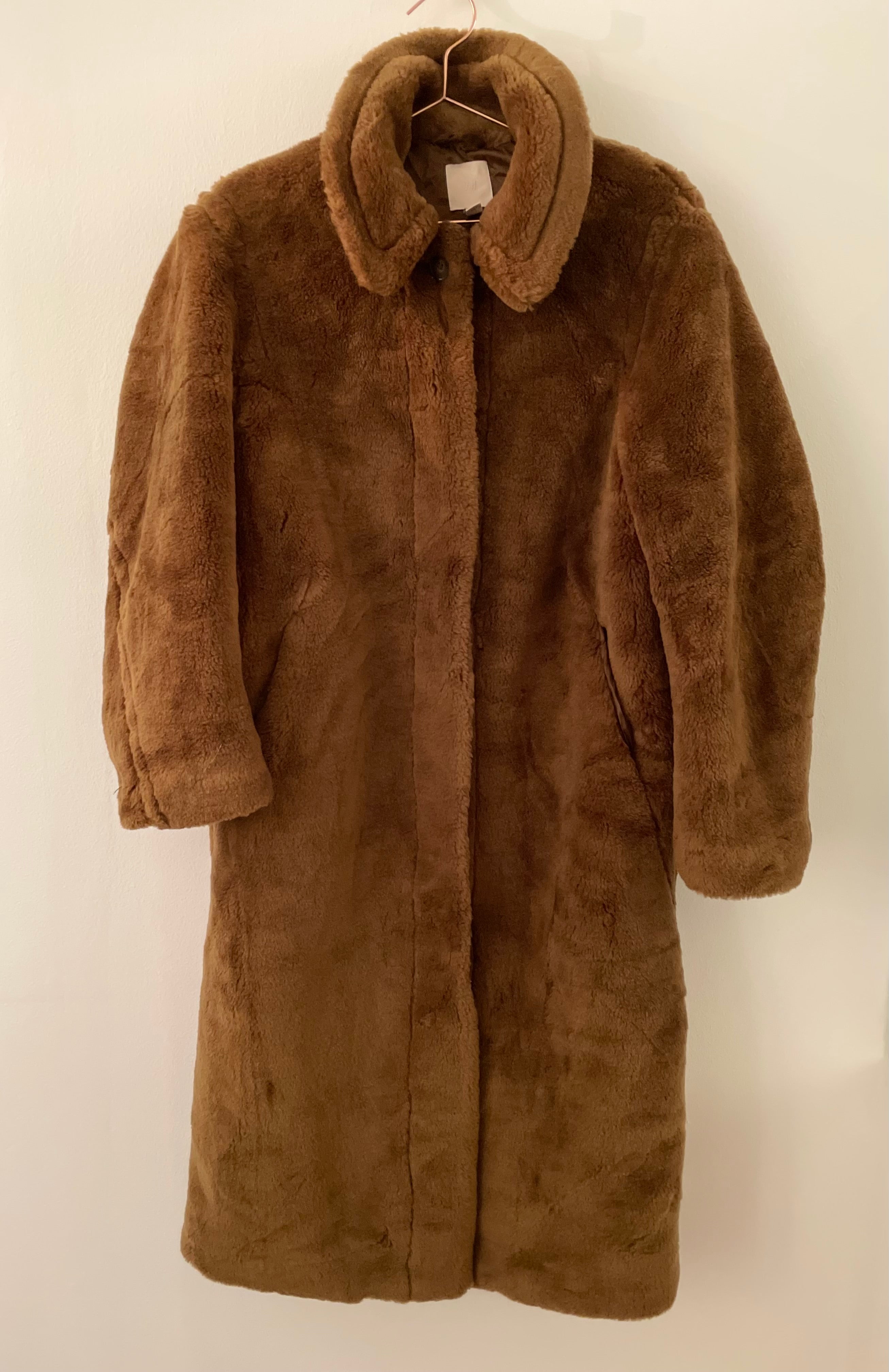 Brown teddy coat - H&M - XS