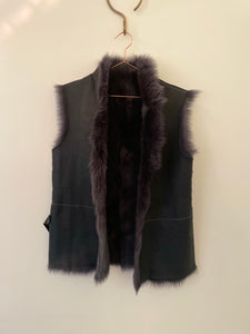 Grey leather reversible vest - REISS - ONE SIZE