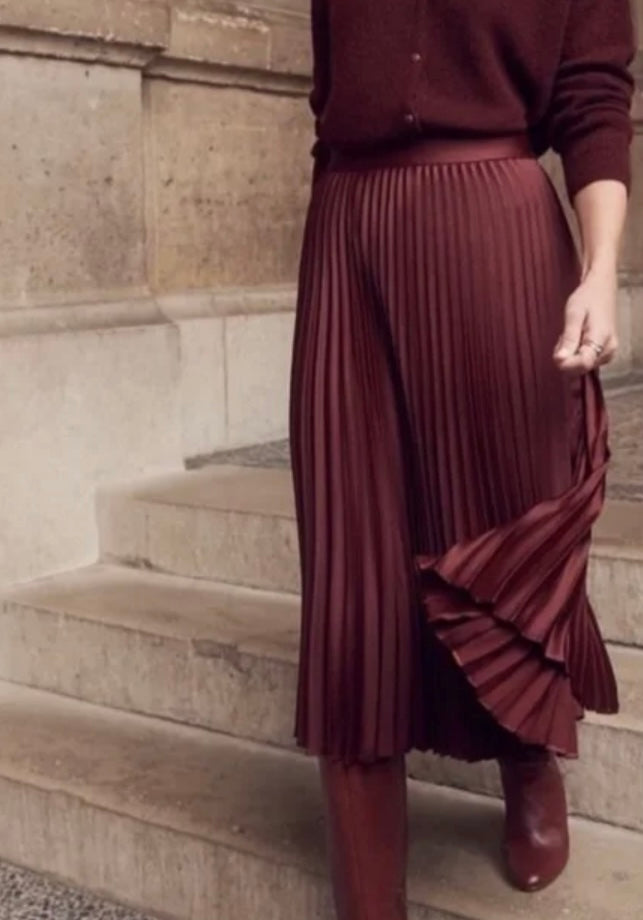 Burgundy pleated skirt - SEZANE - S