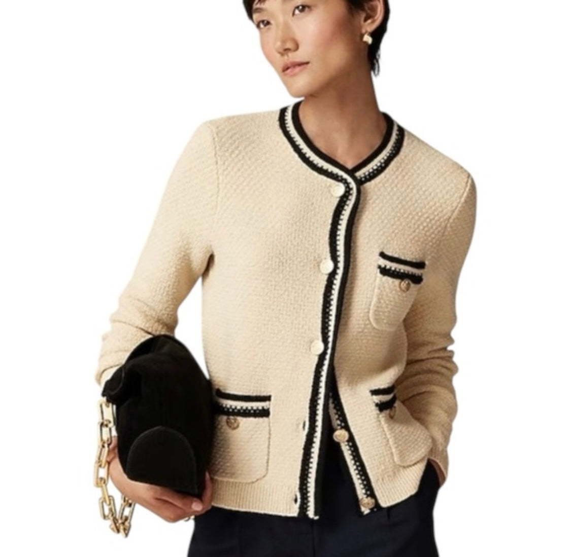 Beige & black knit cardigan - J.CREW - XS