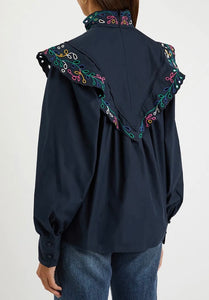 Navy & color blouse - CHLOE - XS