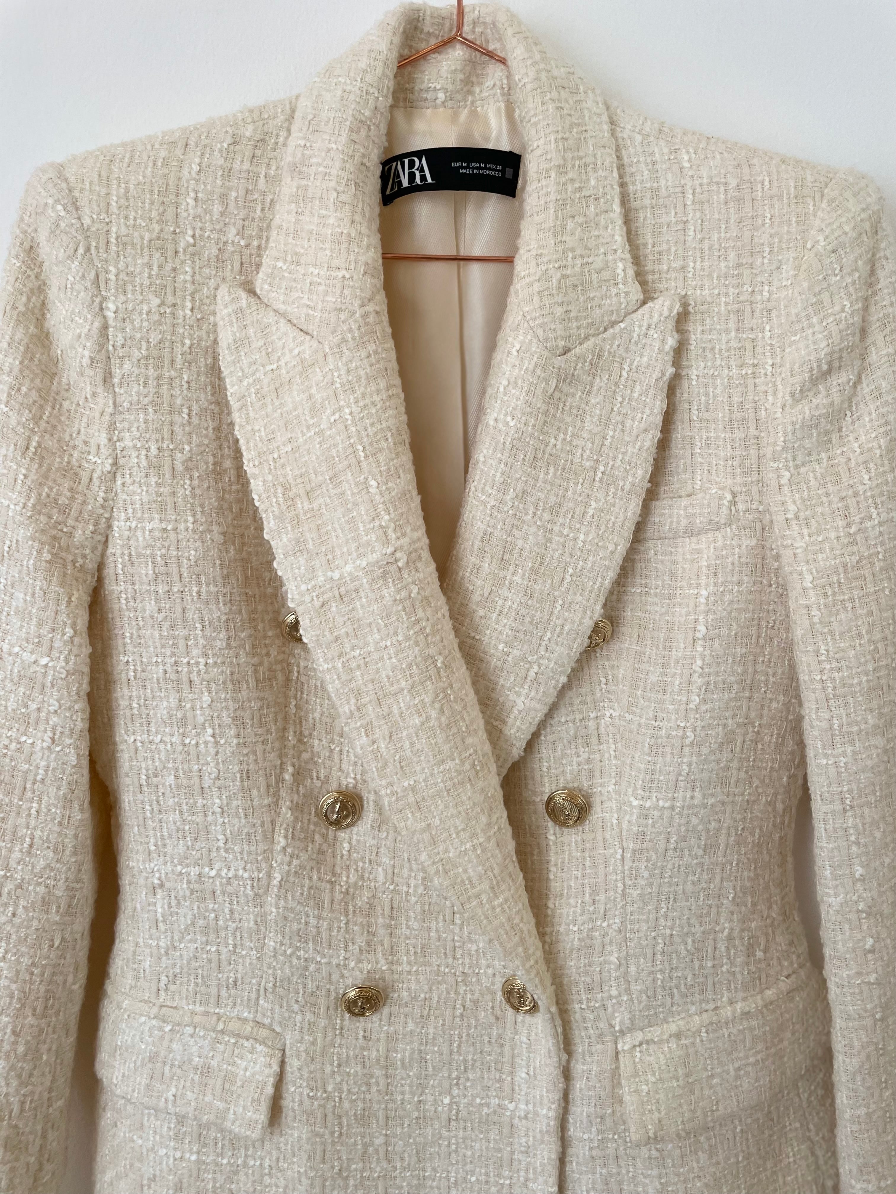 Beige tweed blazer - ZARA - M