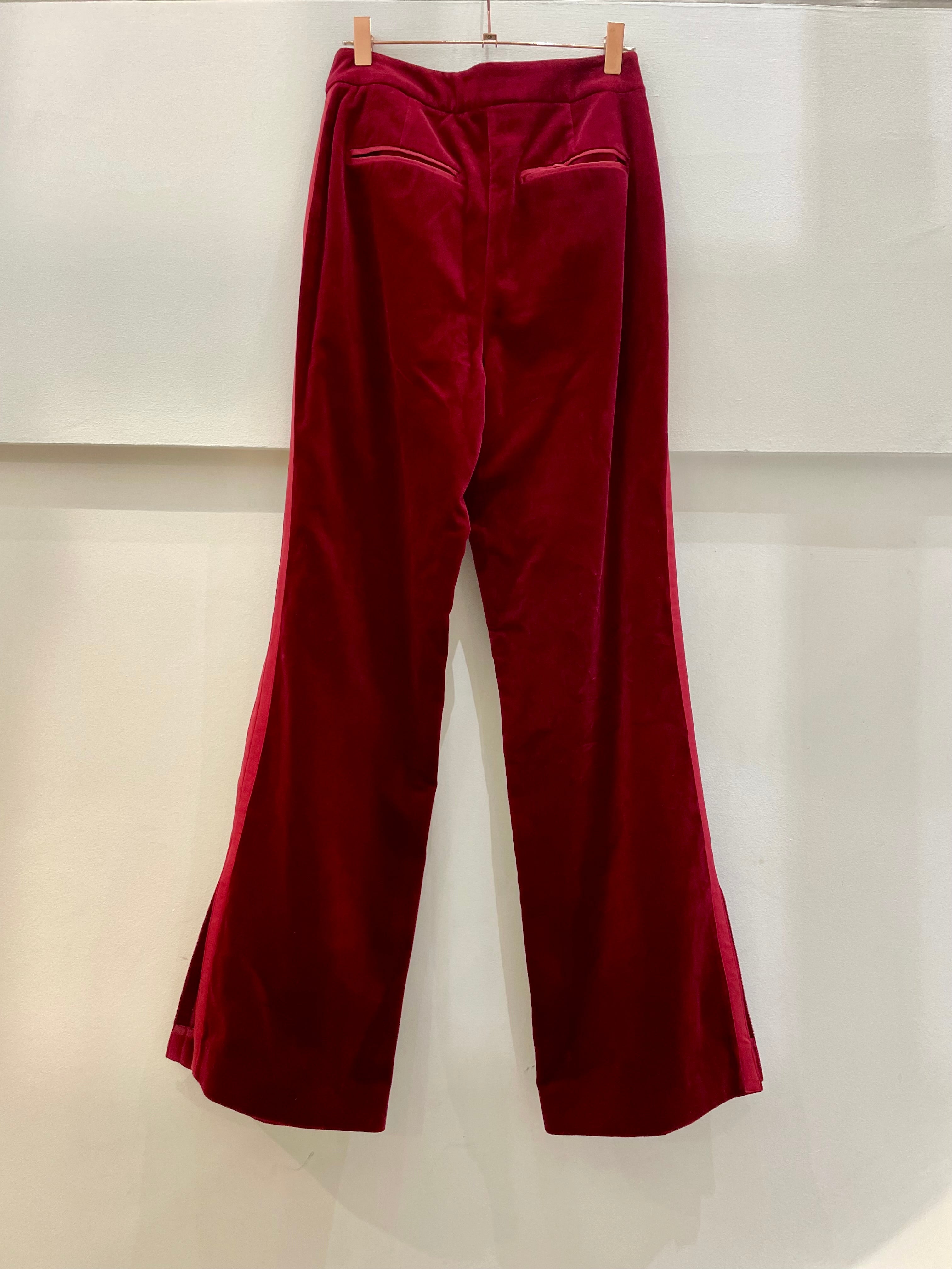 Burgundy velvet trousers - WYSE LONDON - S