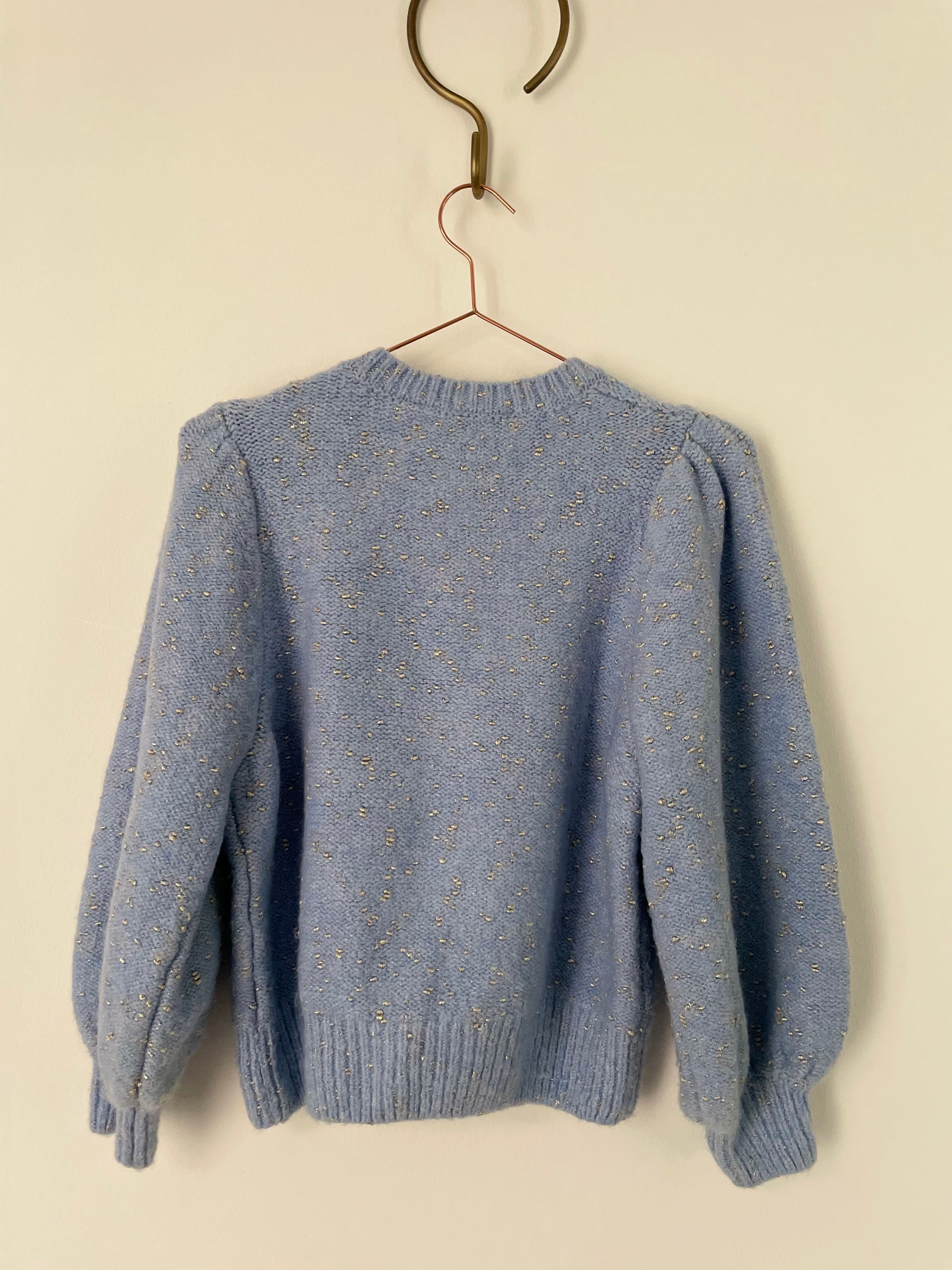 Blue & metallic knit jumper - ZARA - L
