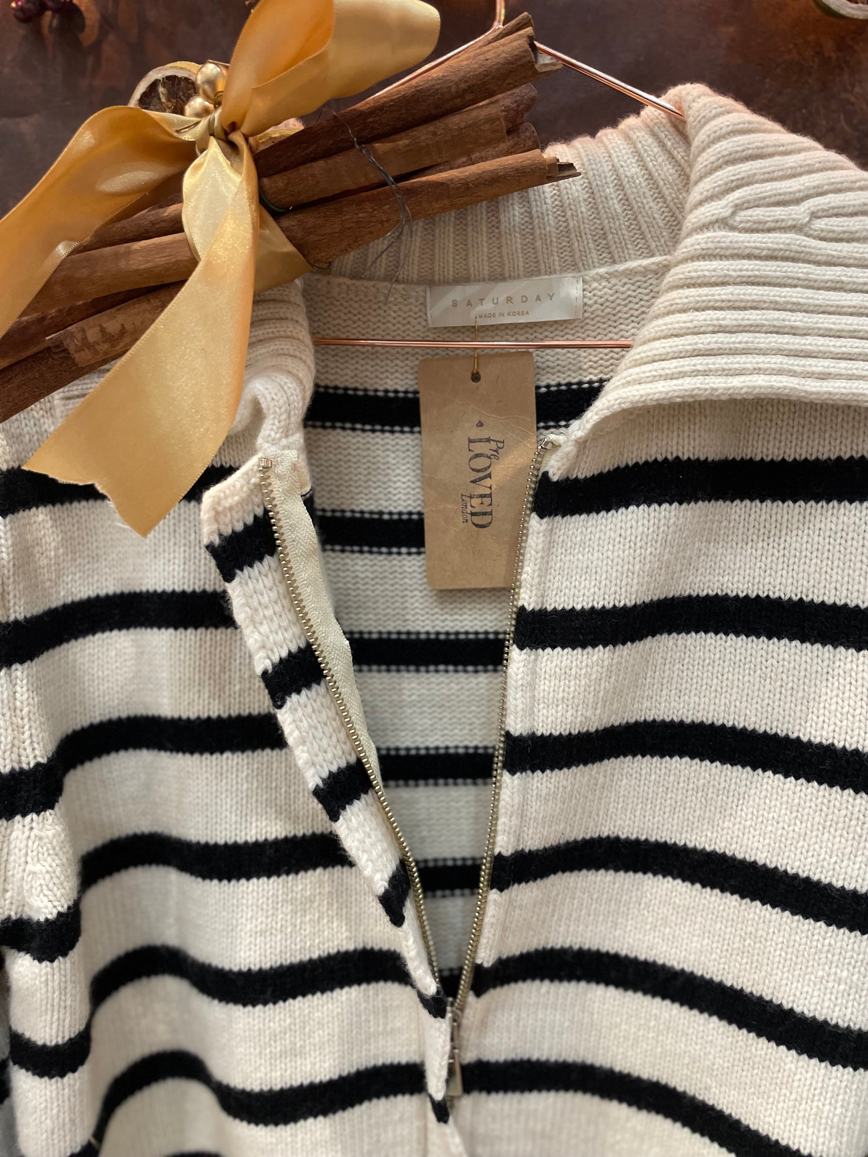 Stripes knit zip cardi - SATURDAY - S