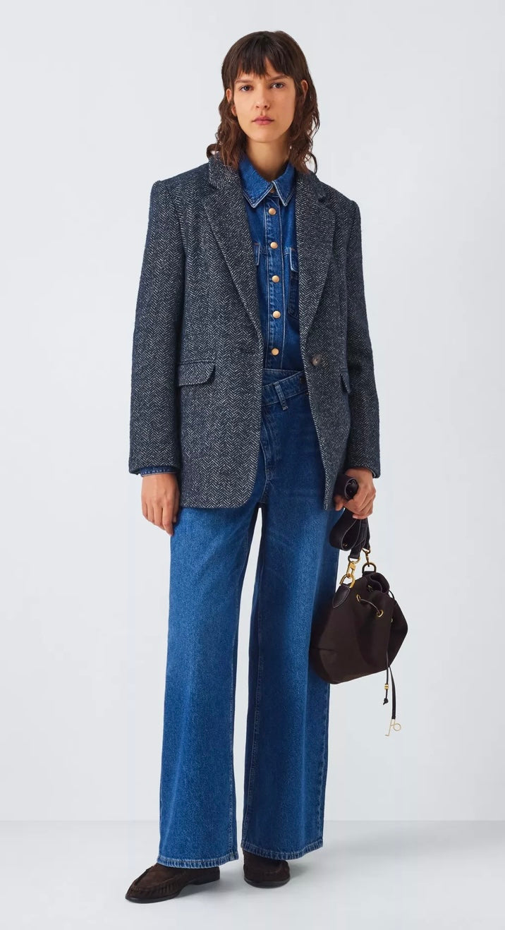 Blue herringbone blazer - AND/OR - UK14