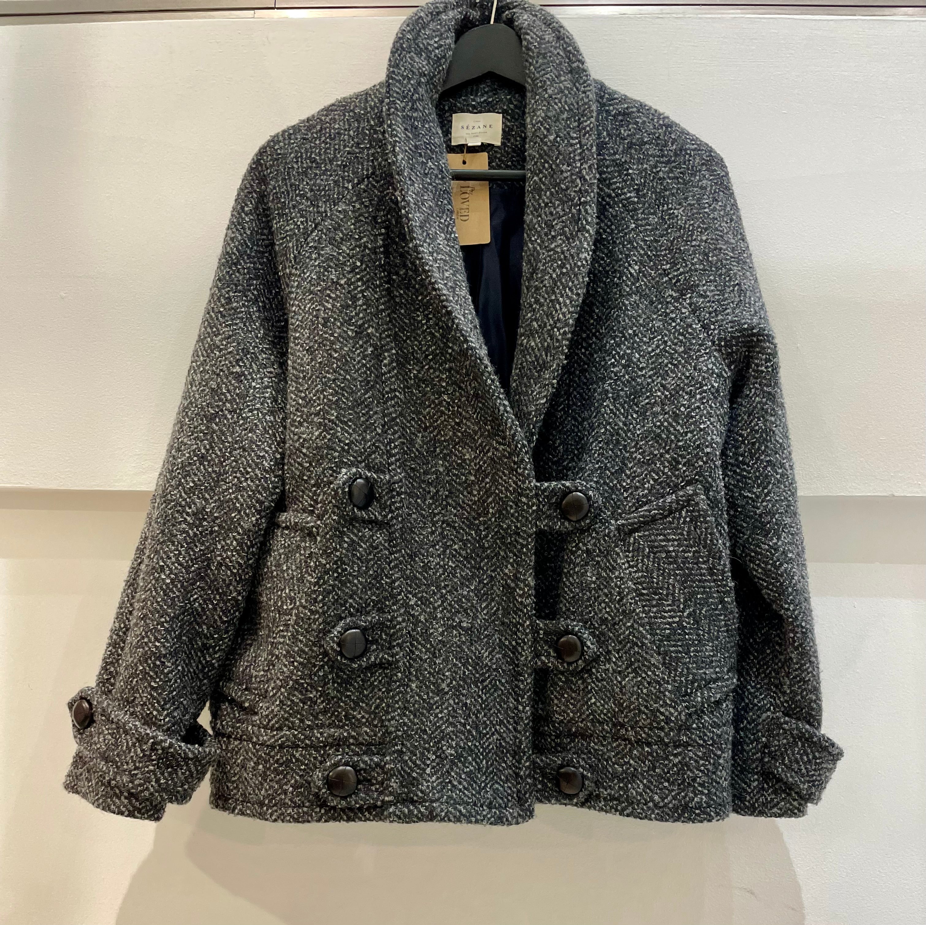 Grey tweed mini coat - SEZANE - XS