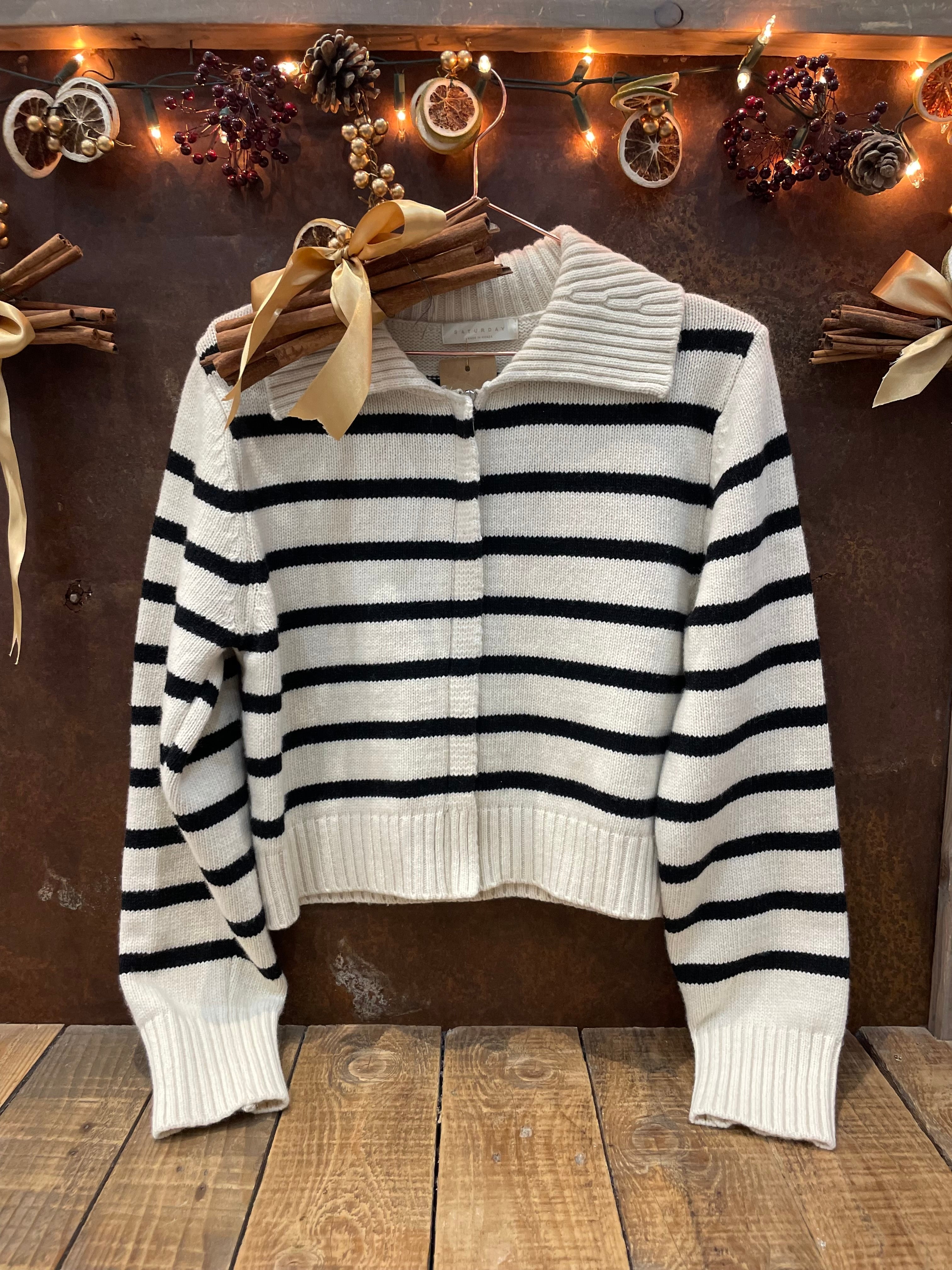 Stripes knit zip cardi - SATURDAY - S