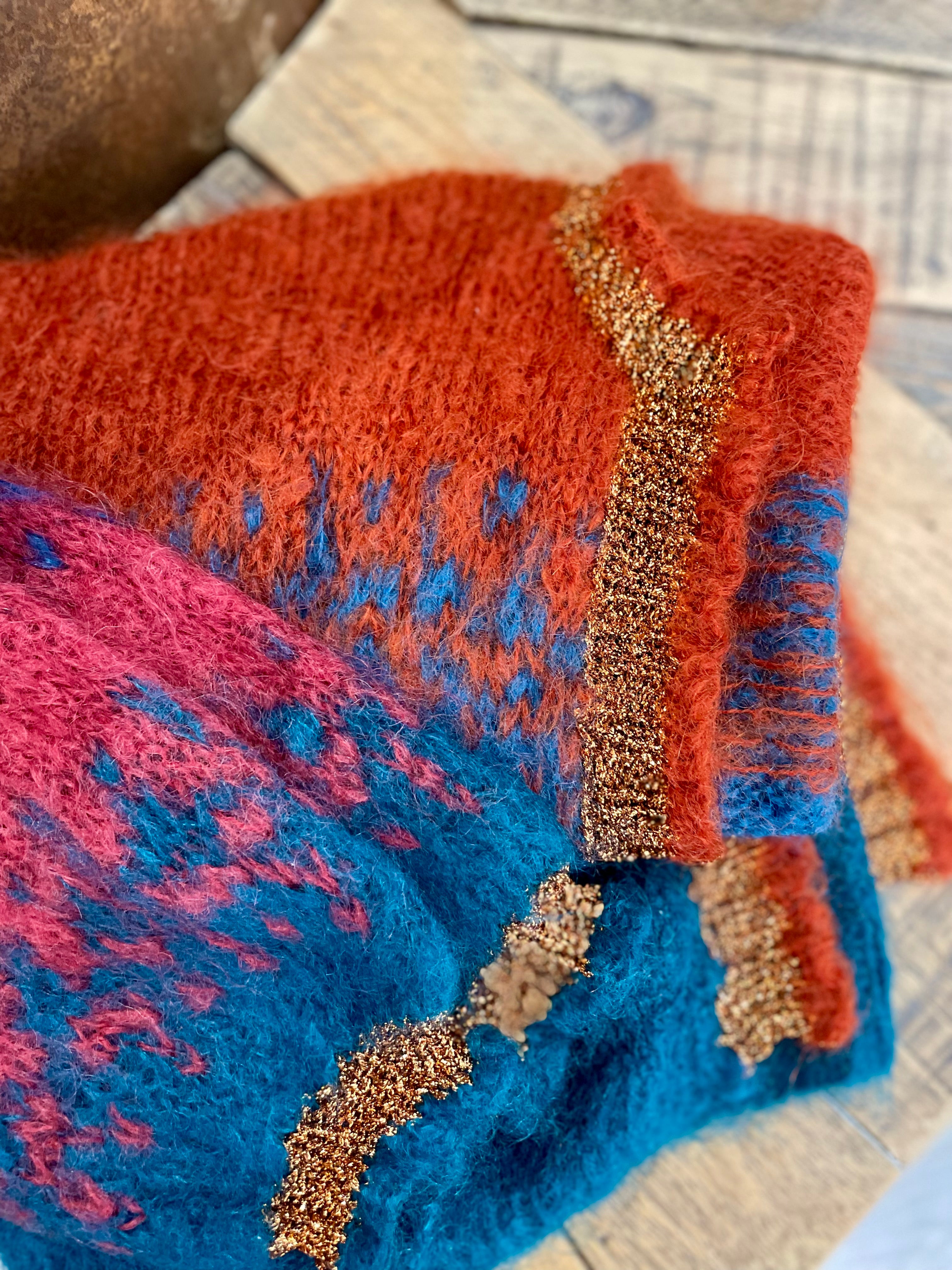 Mix color knit cardigan - ROSE CARMINE - ONE SIZE