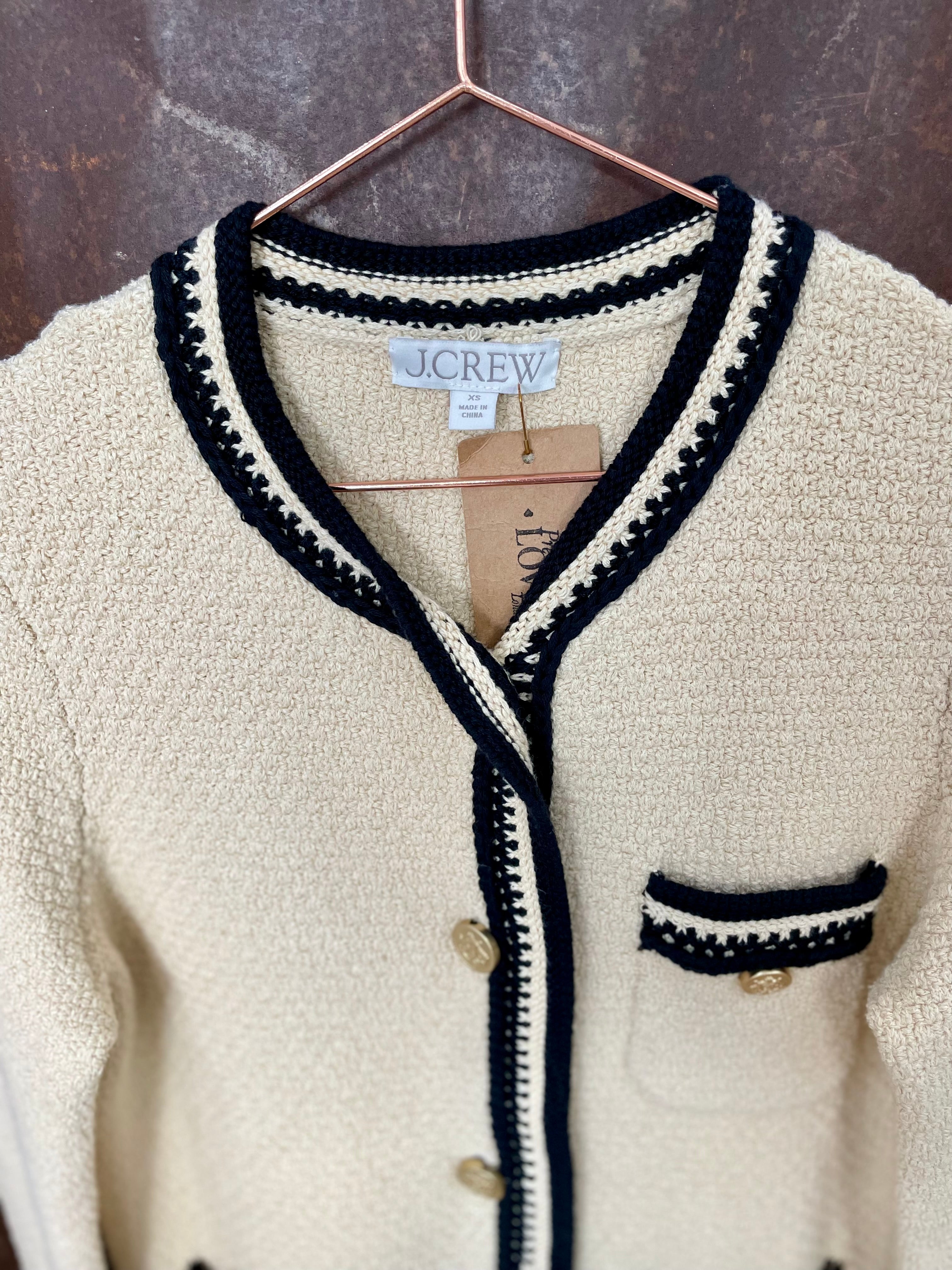 Beige & black knit cardigan - J.CREW - XS