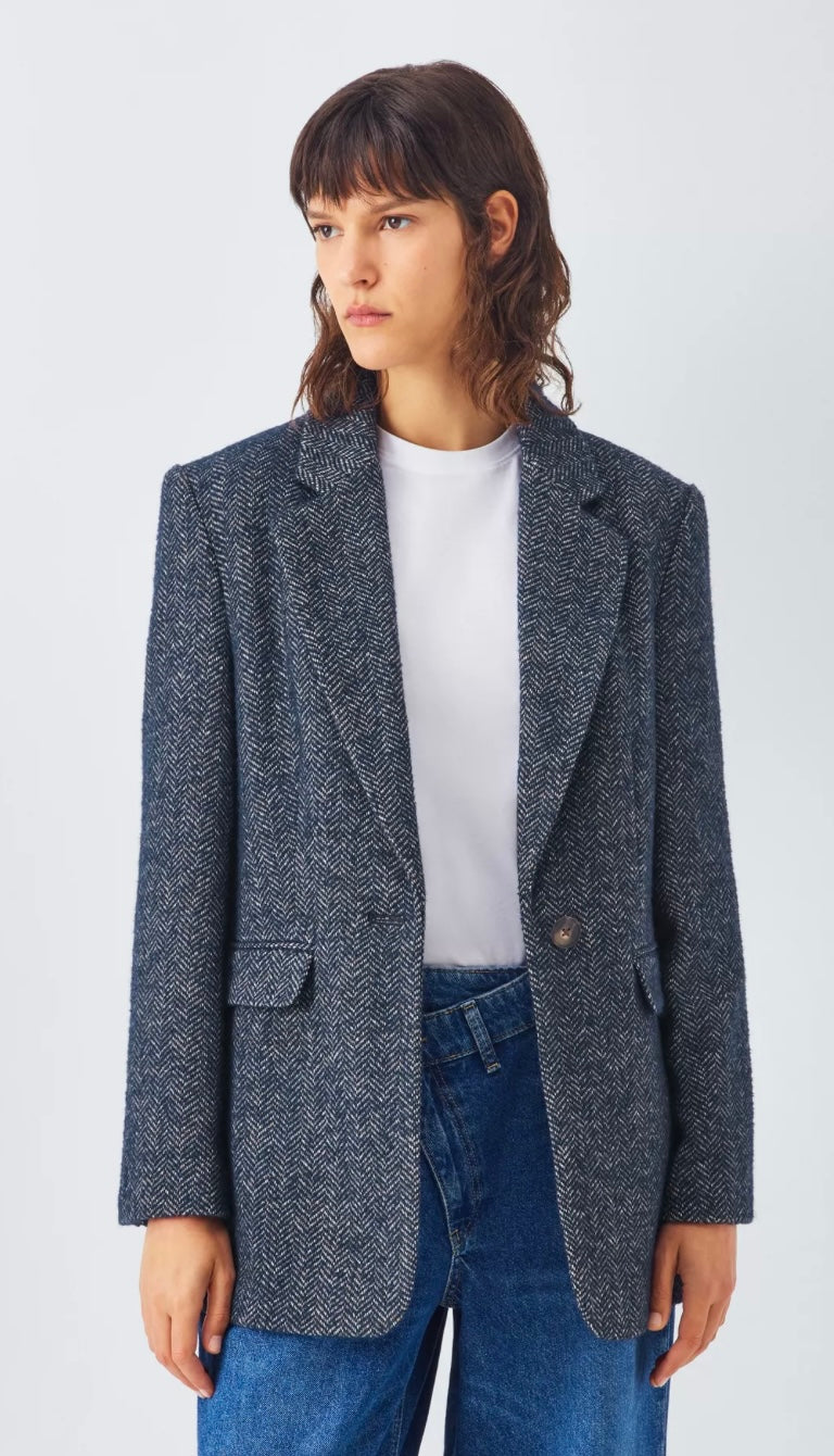 Blue herringbone blazer - AND/OR - UK14