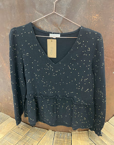 Black & gold top - PEACE N' LOVE - S/M