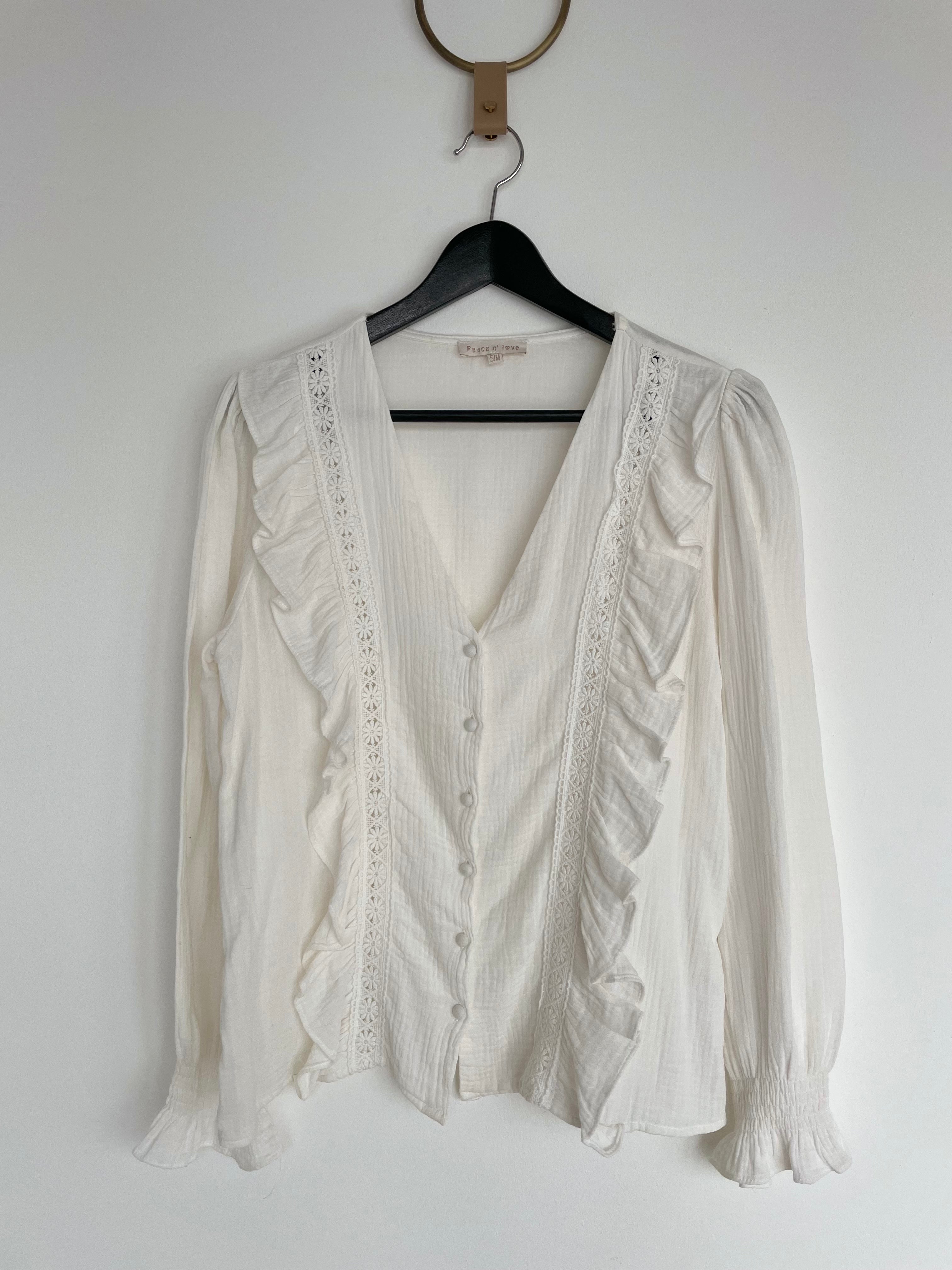 Ivory lace shirt - PEACE AND LOVE - S/M