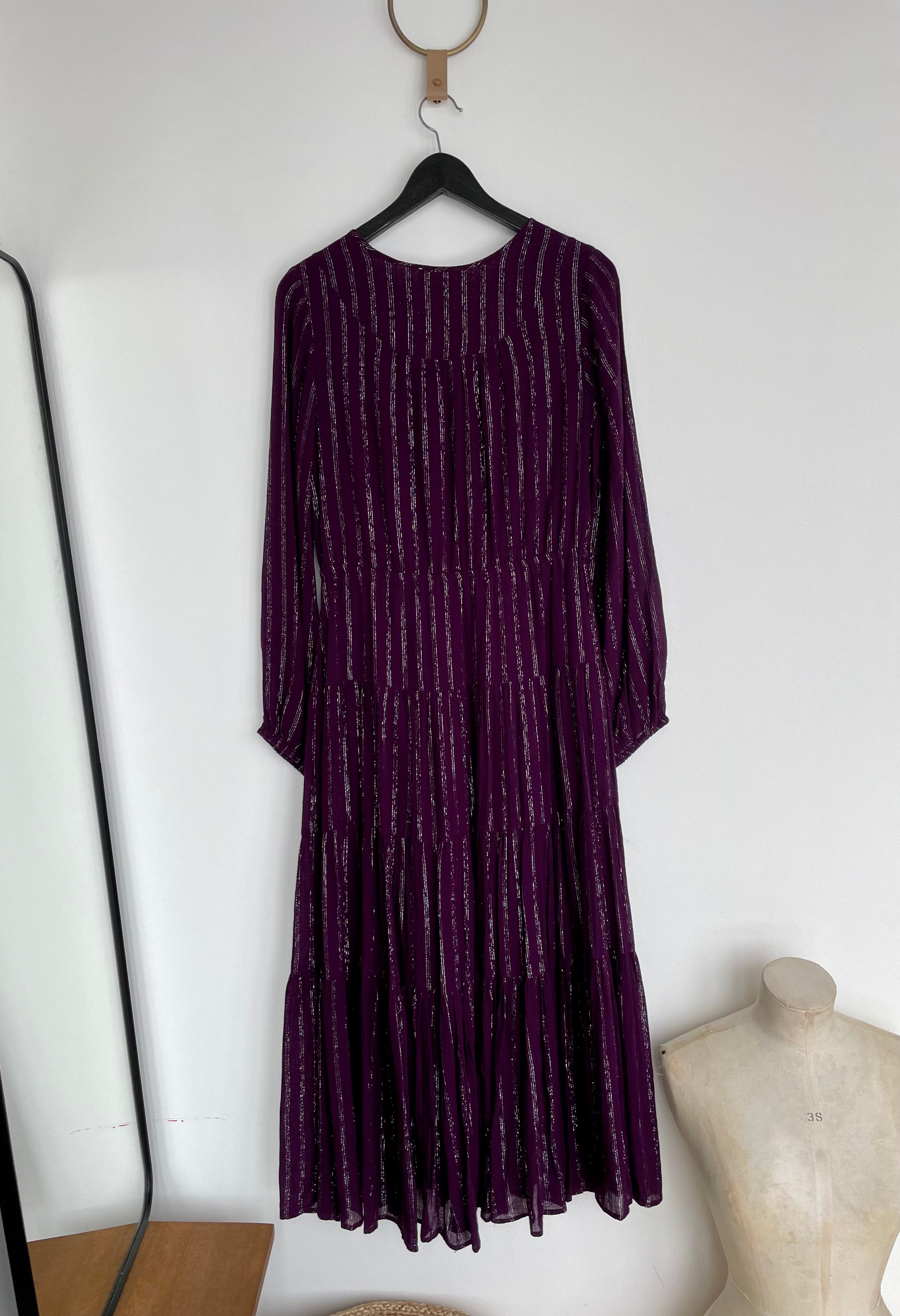 Purple & silver long dress - BY IRIS - M